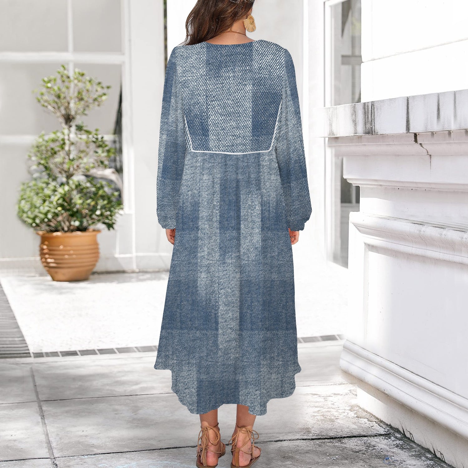 Jeans Patches Long Dress