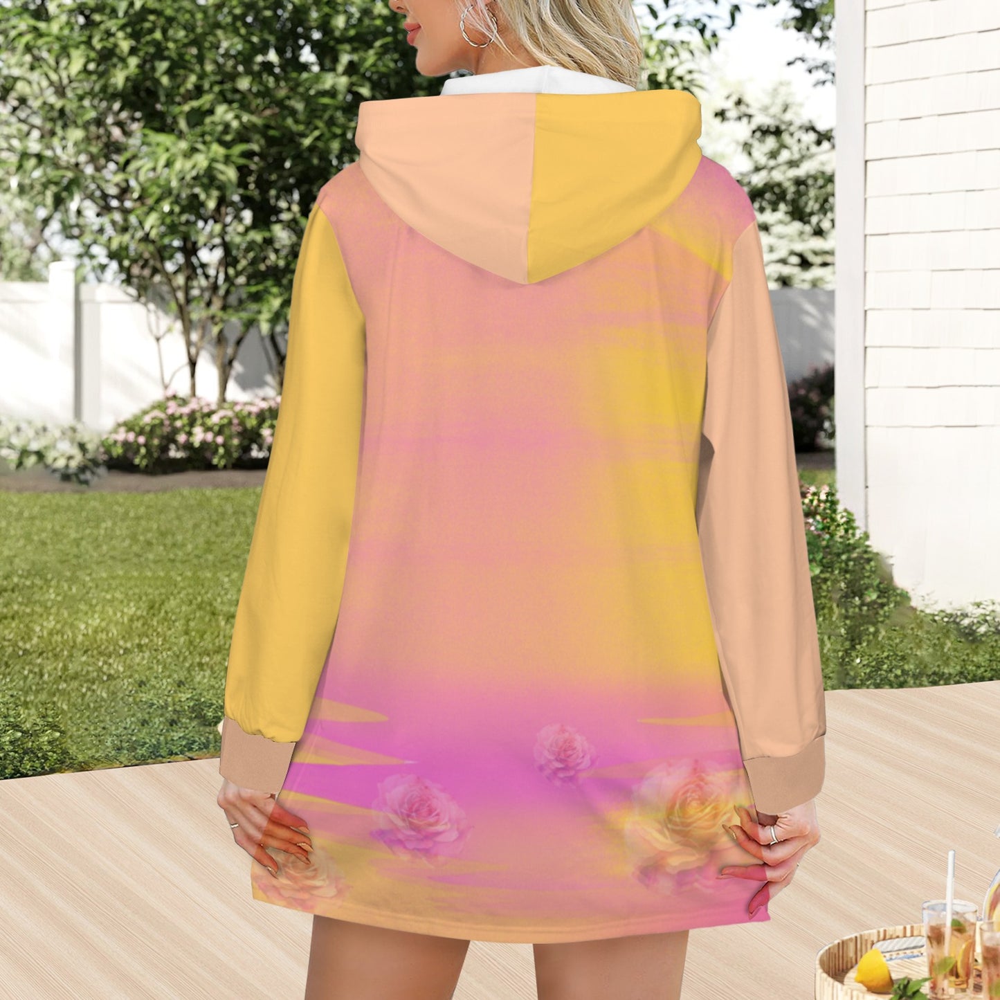 Se Son Rose Fioriranno (Missing U) Short Hoodie Dress Yellow Pale Pink