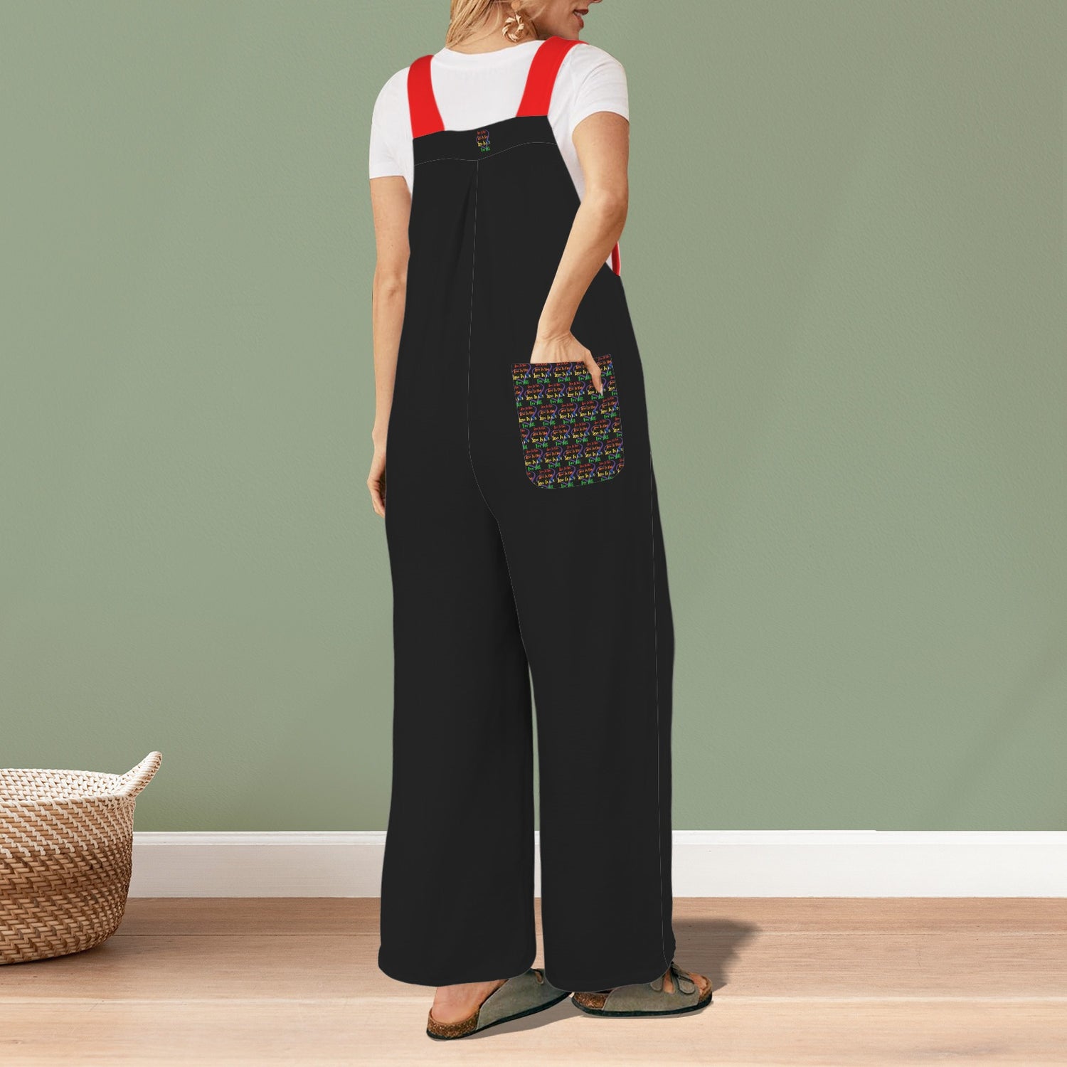 LINFA Little Hearts Jumpsuit Black Red Stripes