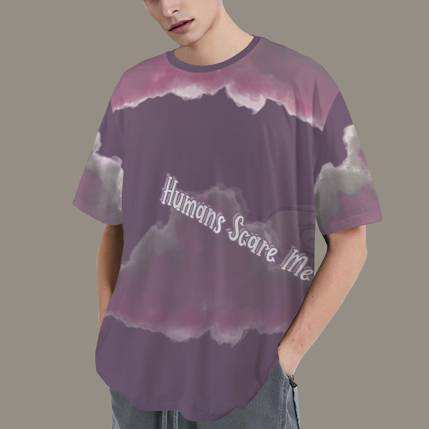Humans Scare Me Jimmy Cloud T-Shirt Purple 2