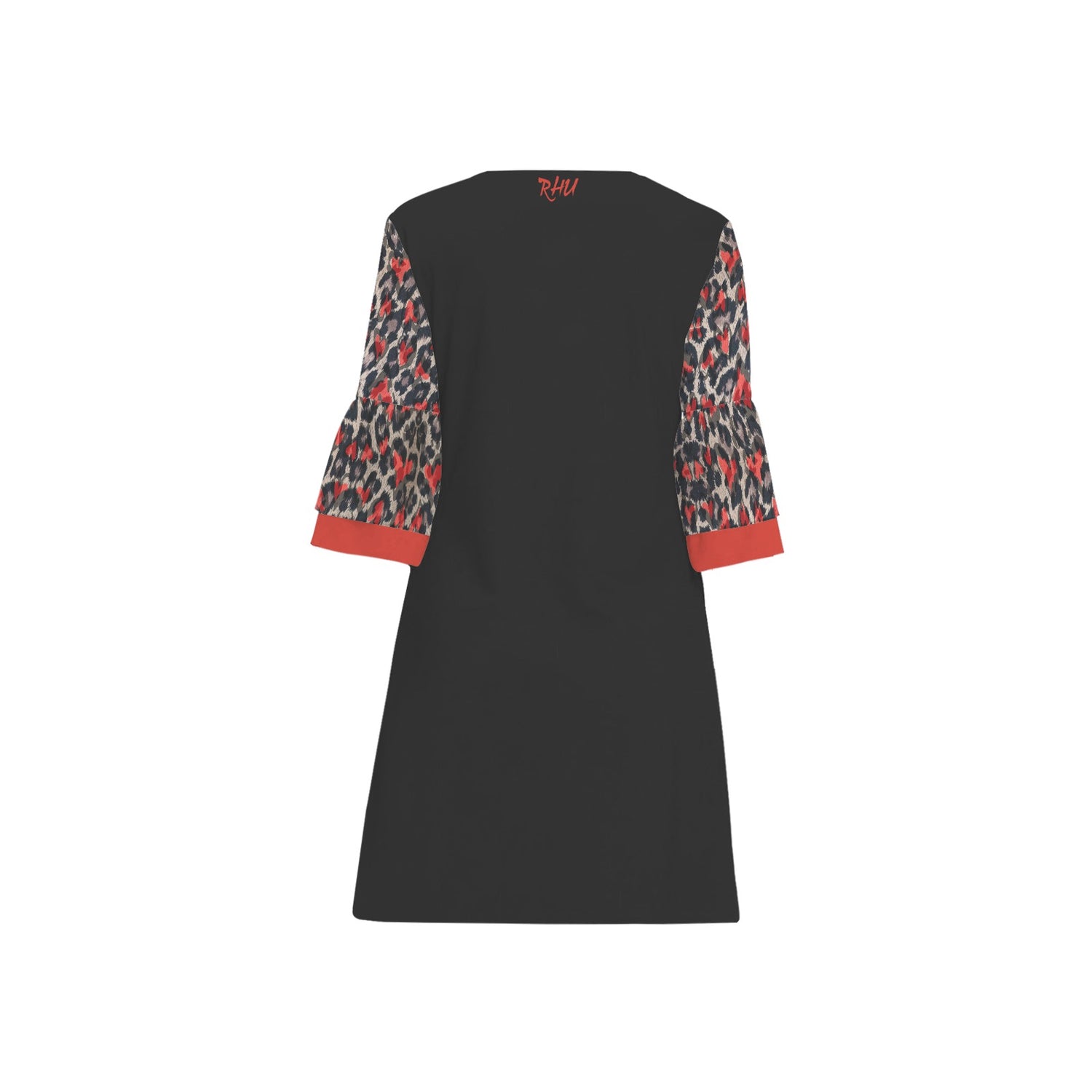 leopard beige 3/4 Sleeve Dress writings