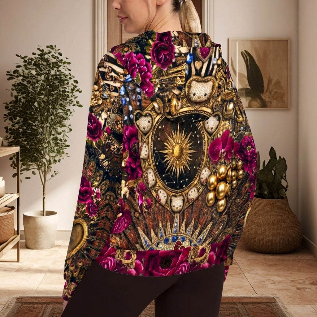 Kitty Leopard Half Zip Hoodie