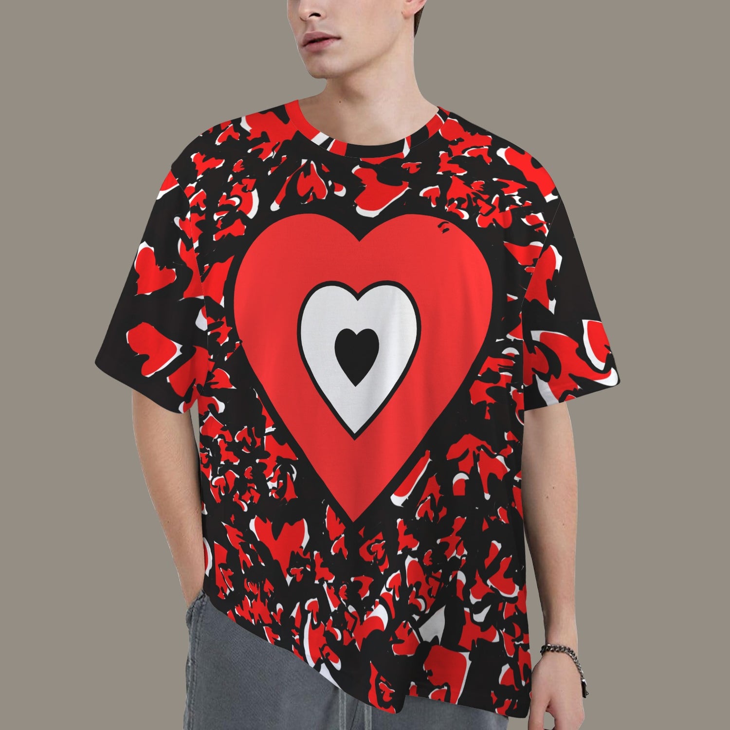 Se Son Rose (LoVe U Till I Die) Red White Heart T-Shirt - black RHU Back