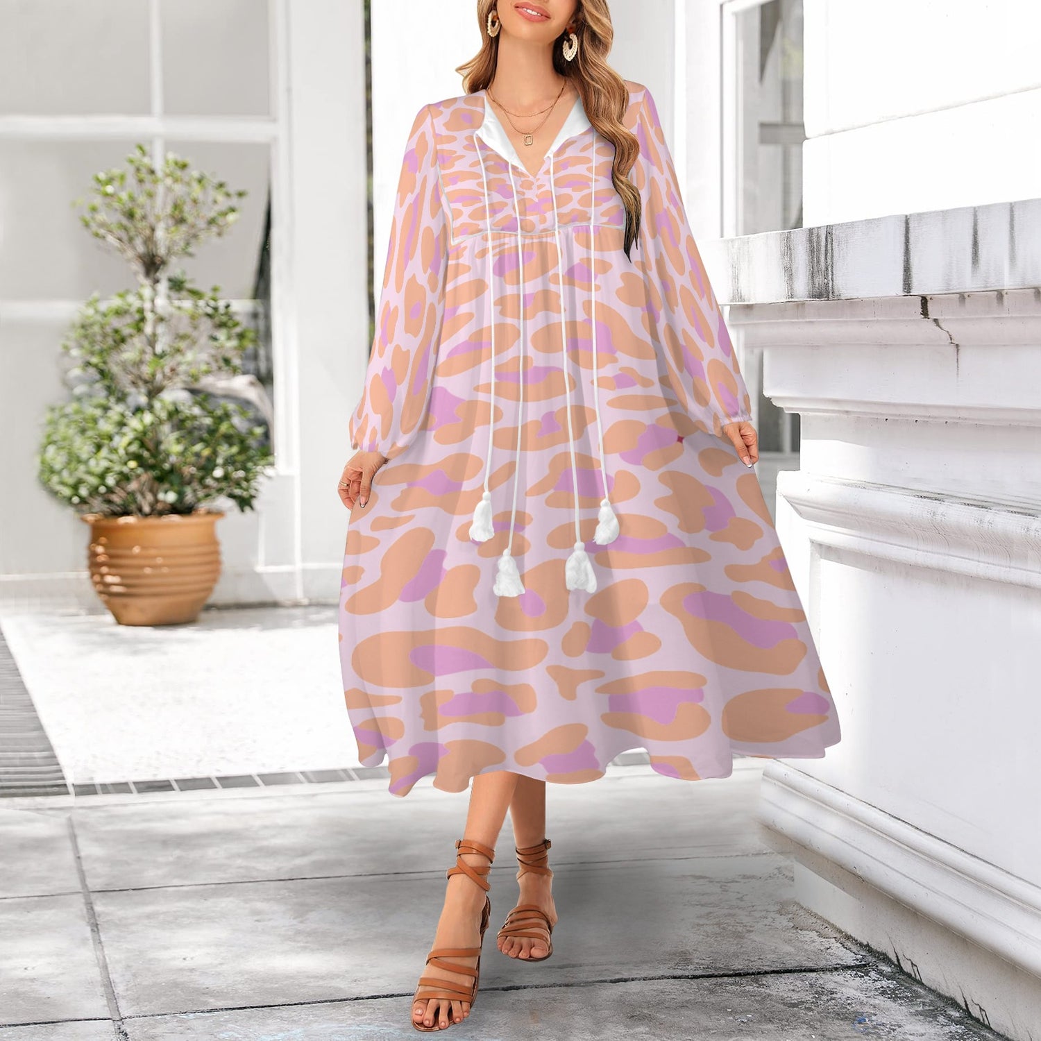 Sunset Leopard Long Dress