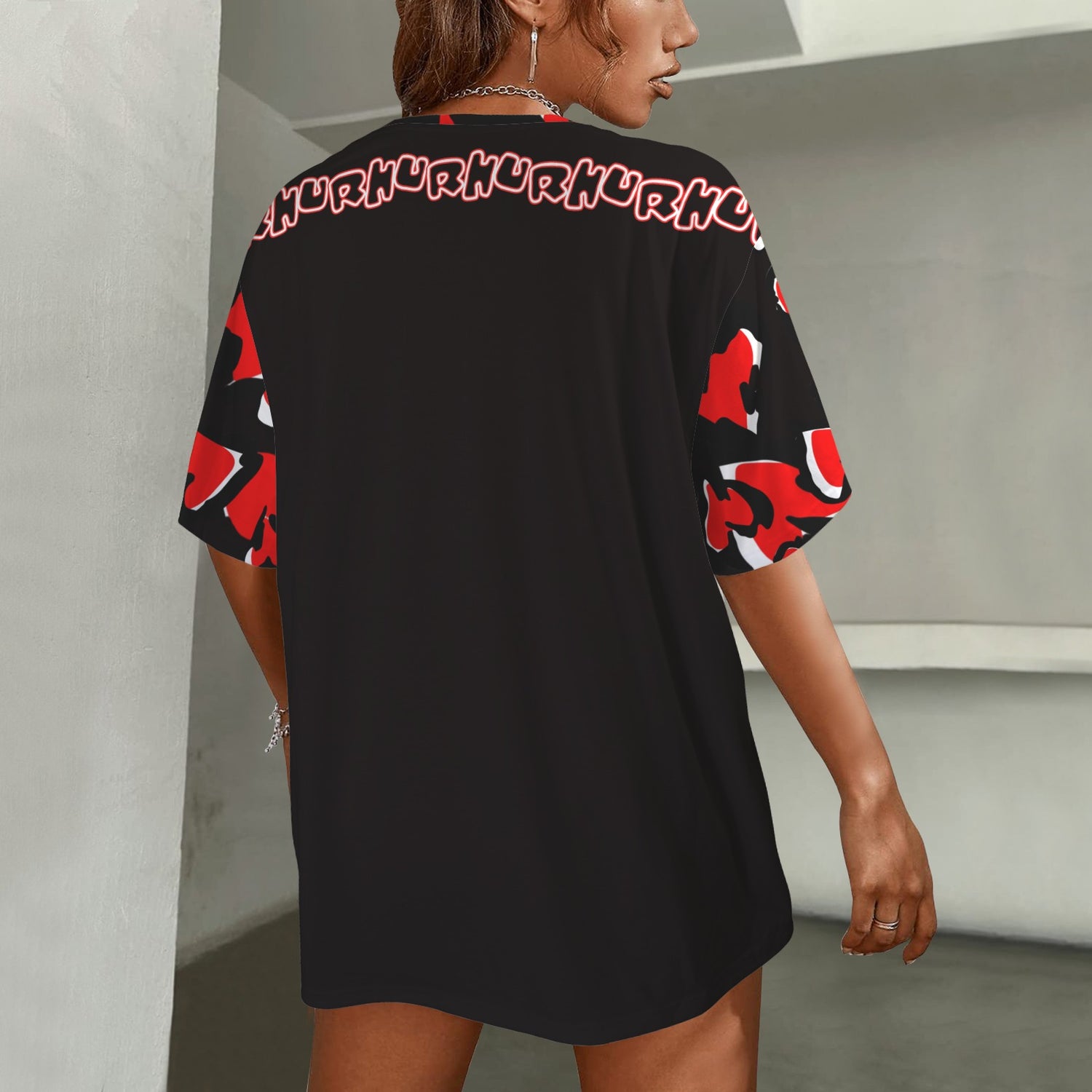 Se Son Rose (LoVe U Till I Die) Red White Heart T-Shirt - black RHU Back