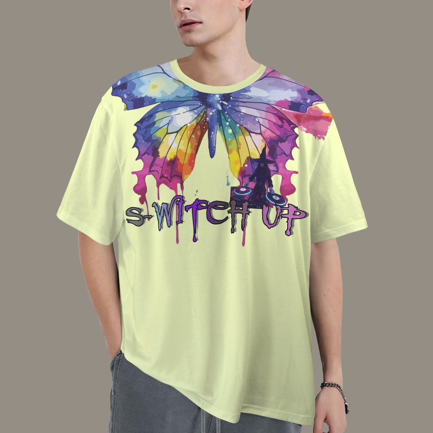 S-WITCH UP WAVE BUTTERFLY T-SHIRT LIGHT YELLOW