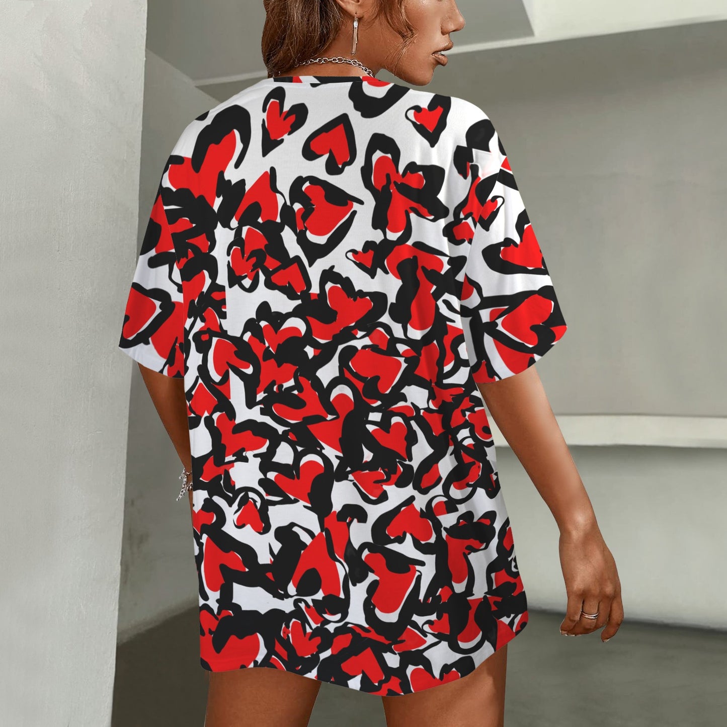 Se Son Rose (LoVe U Till I Die) Red White Heart T-Shirt - White Front Back Print