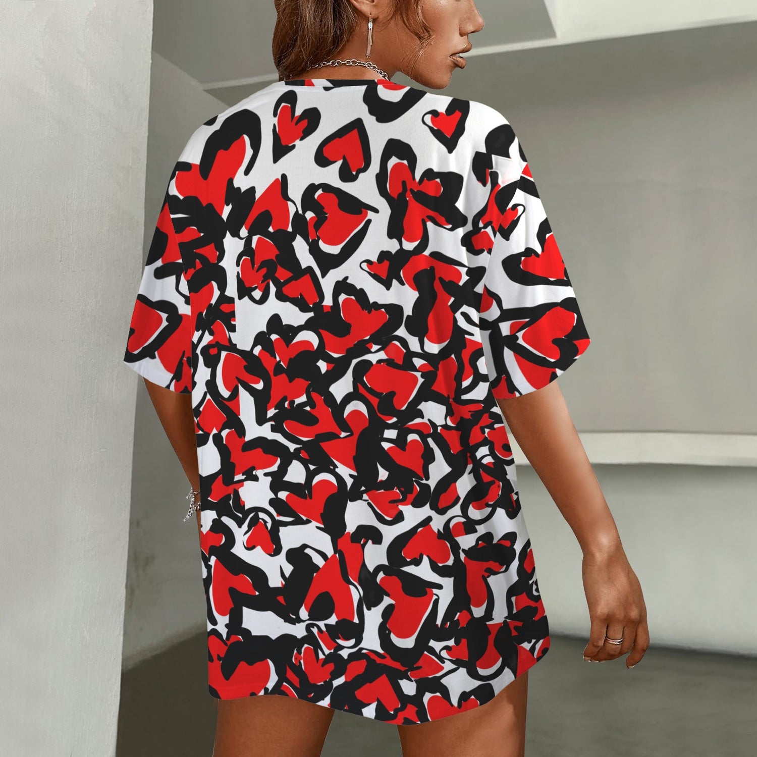 Se Son Rose (LoVe U Till I Die) Red White Heart T-Shirt - White Front Back Print