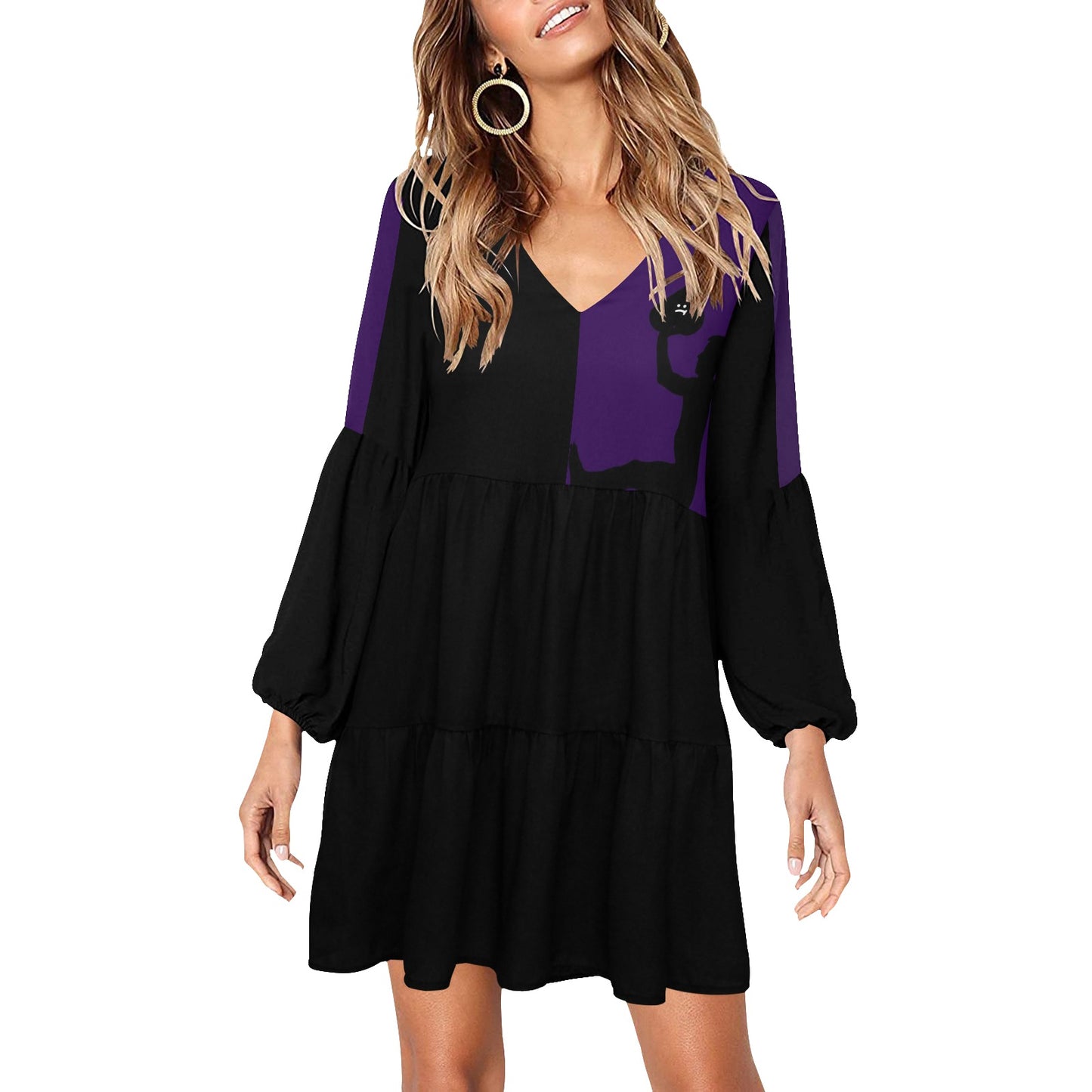 Caution Boho Dress Violet Black Caution Back 2