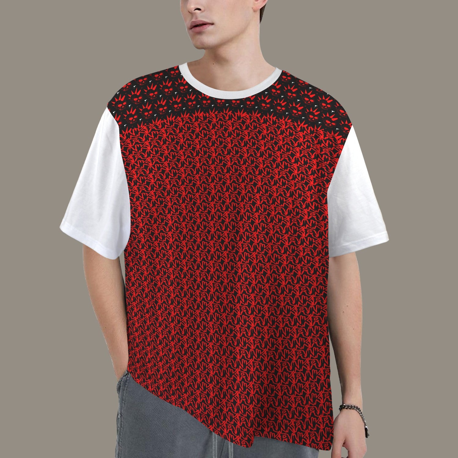 PUNK T-SHIRT RED WHITE