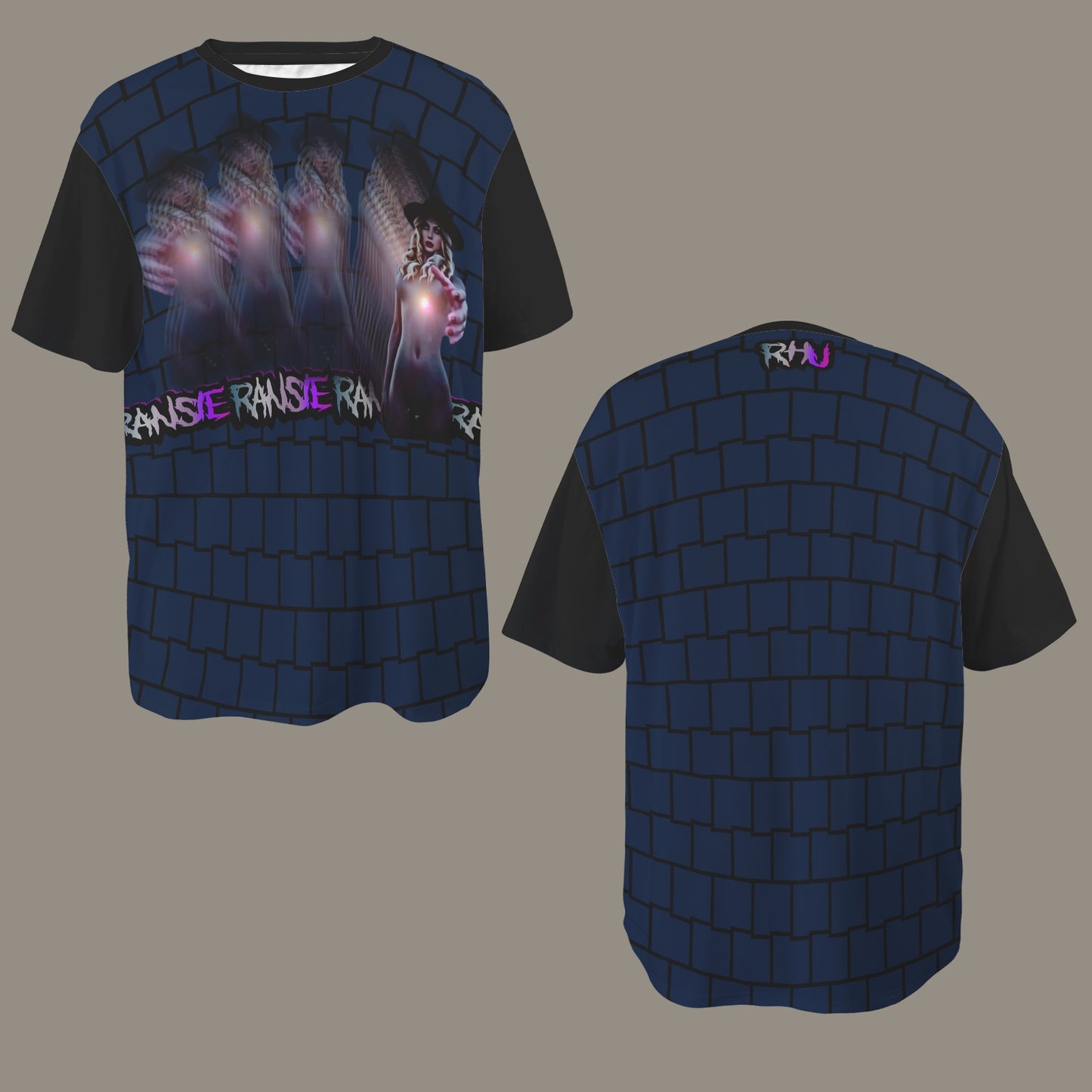 RANSIE FIGURE GHOSTS WALL BLUE T-SHIRT