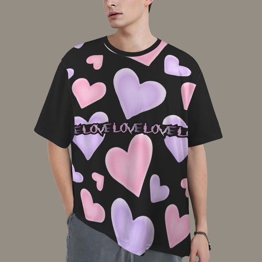 SE SON ROSE -MESSED HEARTS T-SHIRT BLACK