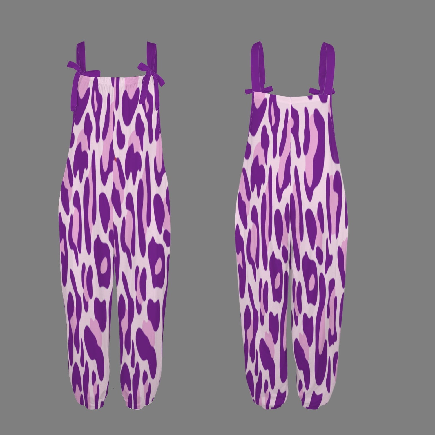 Purple Pink Leopard Long Romper