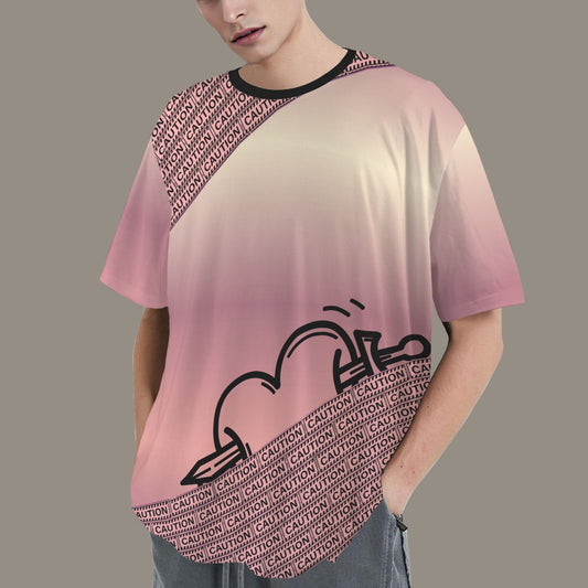 CAUTION T-Shirt gradient heart sword