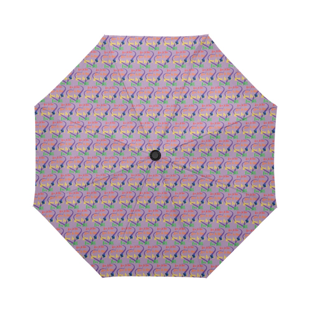 LINFA Little Hearts Lilac Automatic Foldable Umbrella