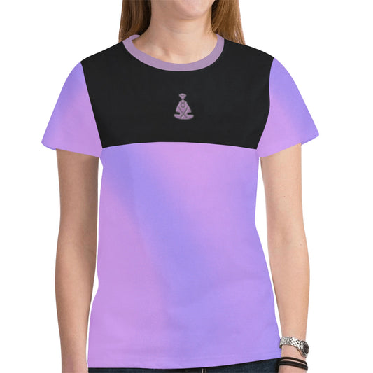 Buddha T-shirt Black Lilac Fade Unisex Mesh Cloth T-shirt