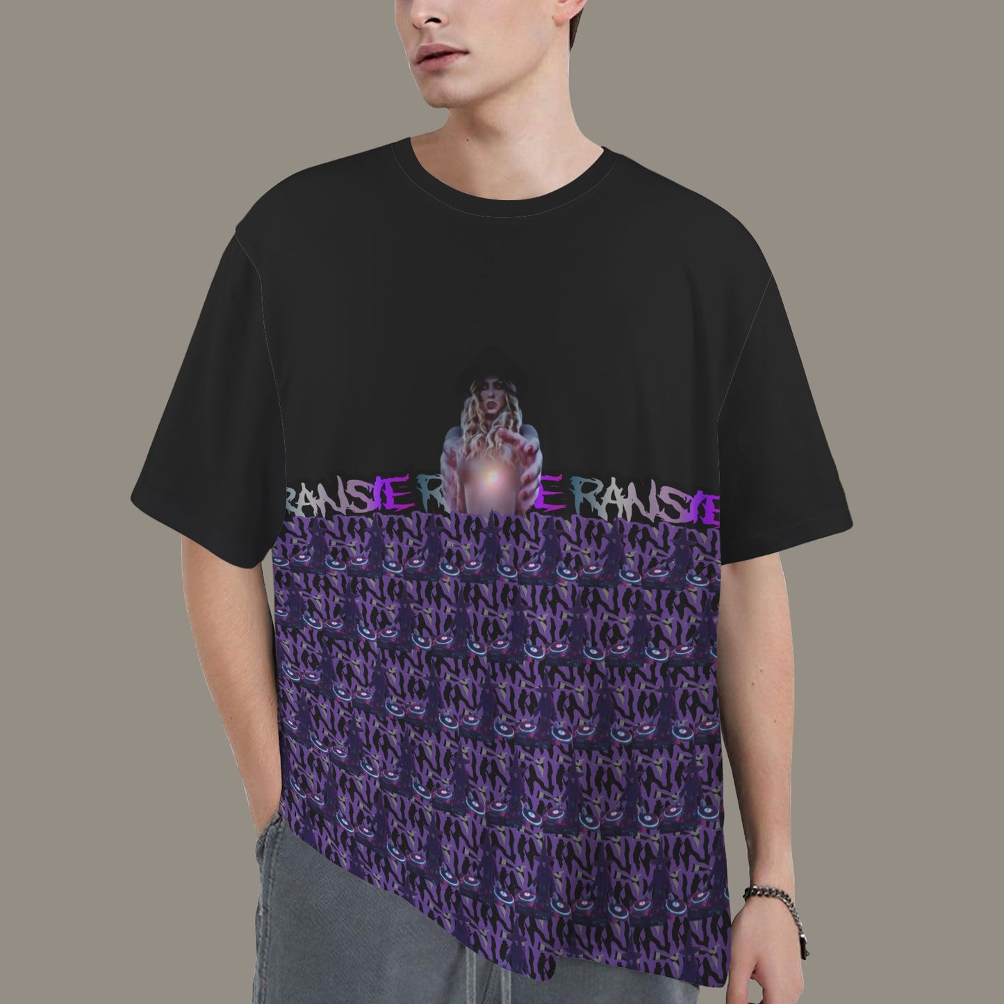 RANSIE IN NEVERLAND FIGURE GHOSTS WALL BLUE T-SHIRT DJ