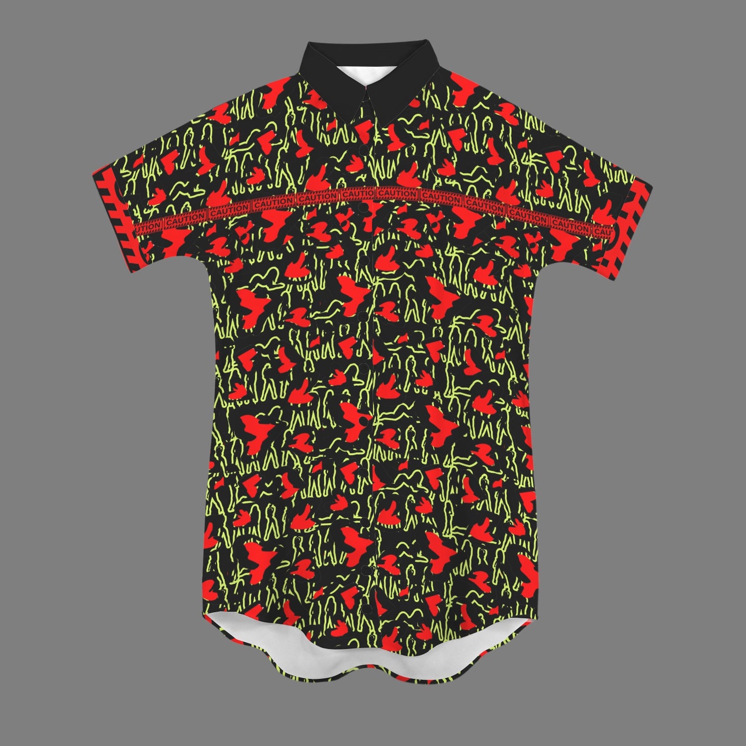 Caution Black Green Mosquitoes T Shirt Dress Buttons