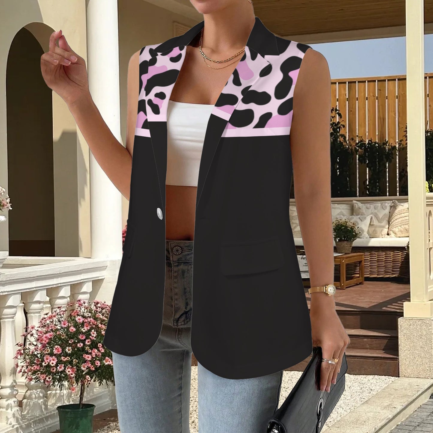 Gilet mamma Black Pink Leopard