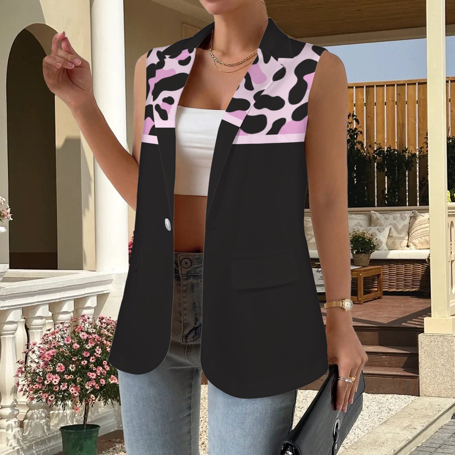 Gilet mamma Black Pink Leopard