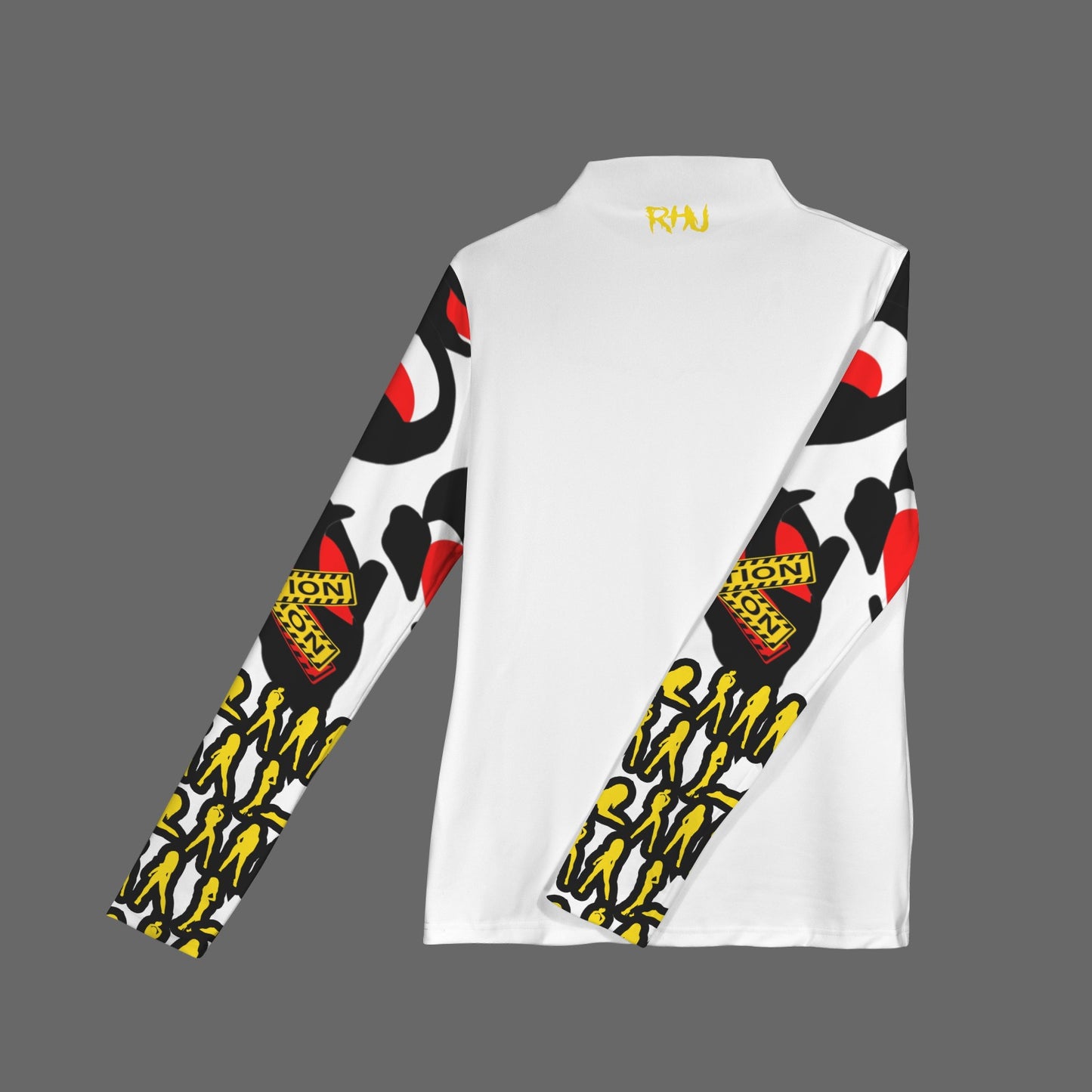 CAUTION Long Sleeve Turtleneck Shirt White Hearts Mosquitoes Small SIGN