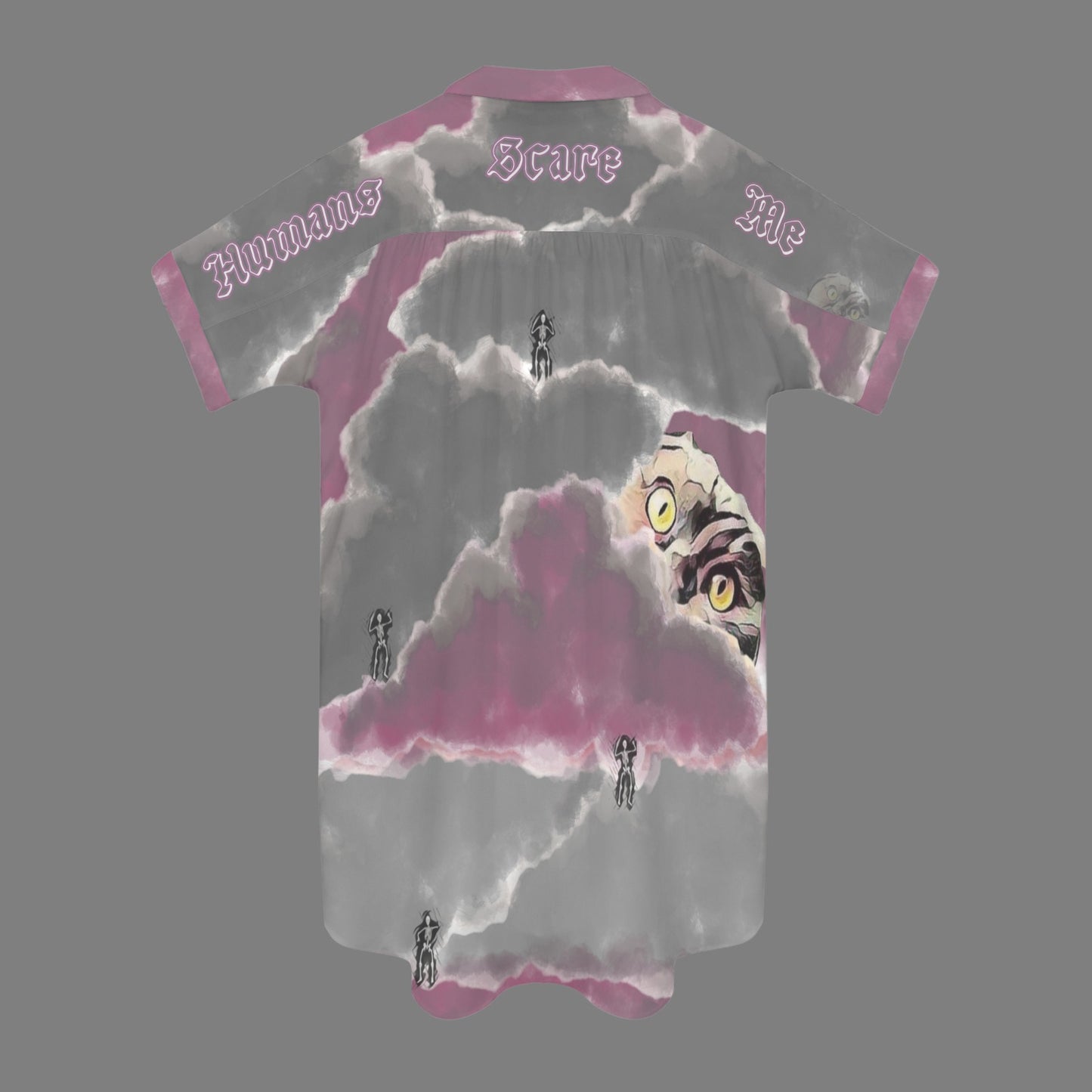 Big HSM Humans Scare Me Jimmy Cloud T-Shirt Dress Bordeaux