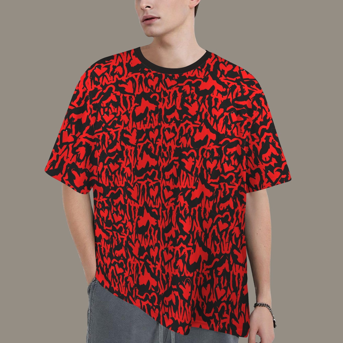 CAUTION  Mosquitoes  HEARTS White T-SHIRT Black Red