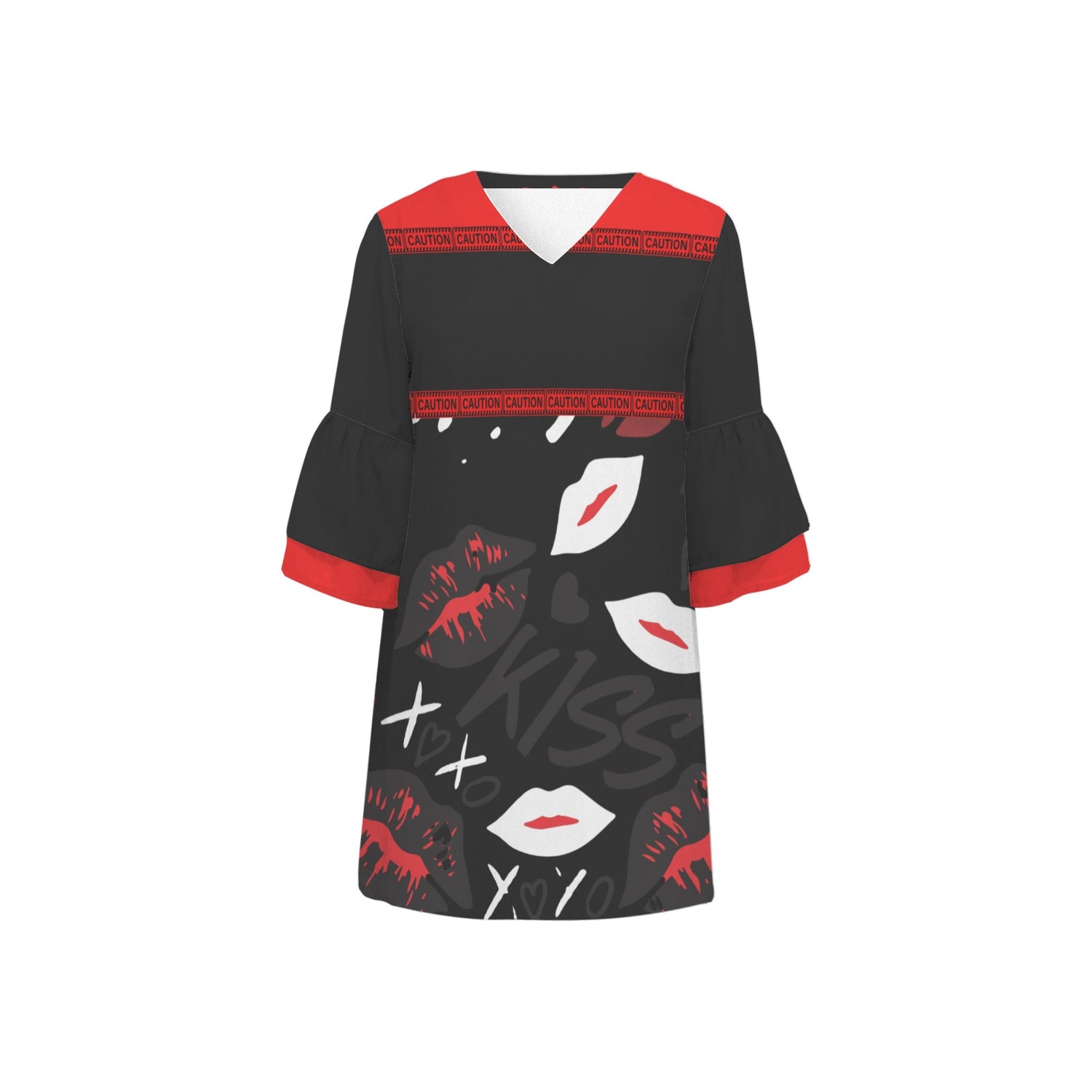 Caution V Neck Kiss Dress