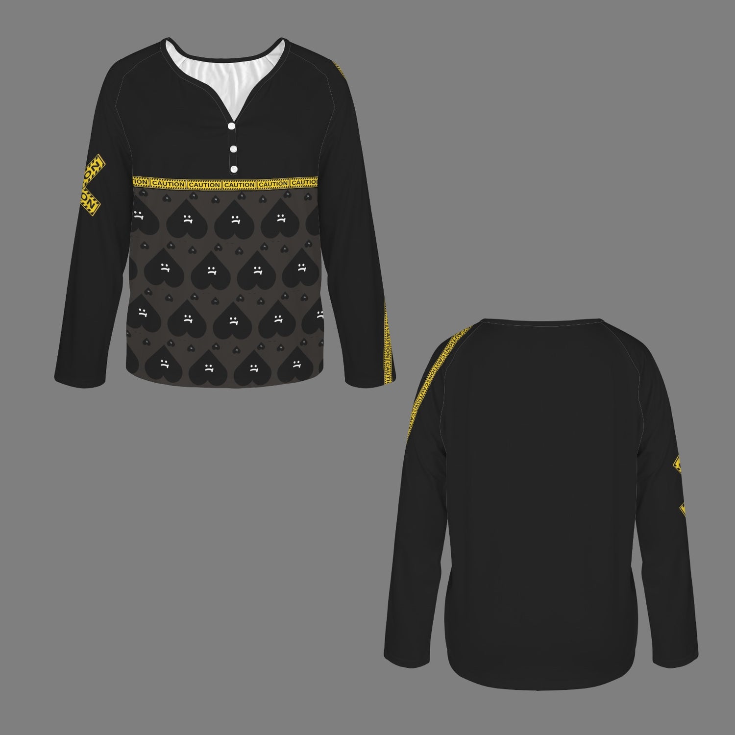 LINFA Long Sleeve Shirt Button Black Purple