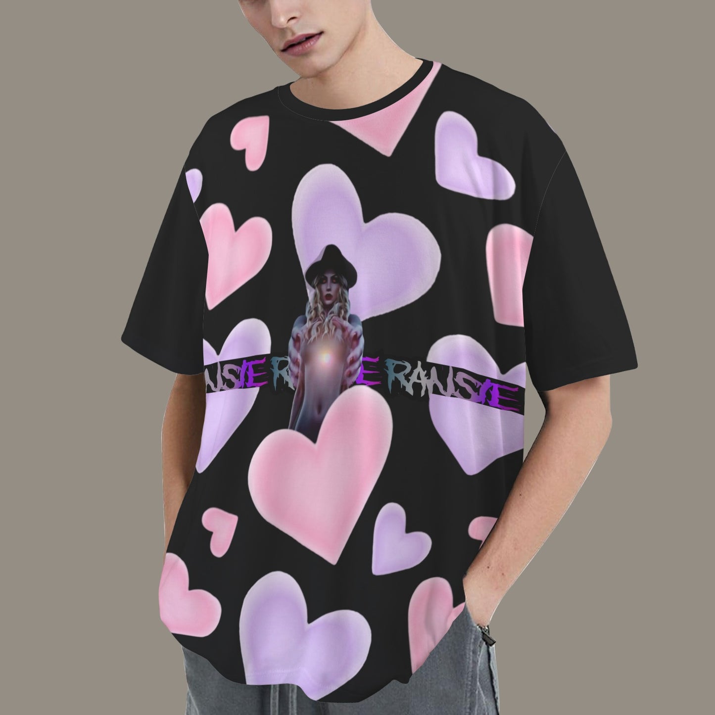 RANSIE IN NEVERLAND FIGURE HEARTS  T-SHIRT BLACK