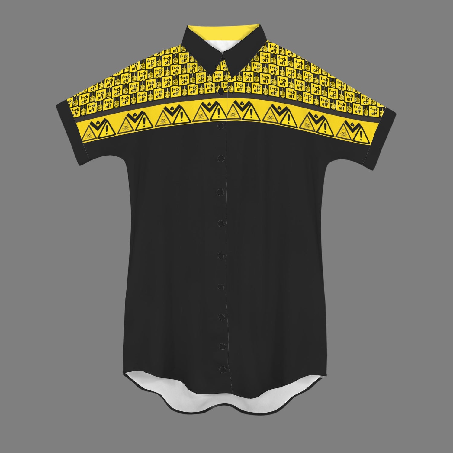 Caution T-Shirt Dress Yellow Black V2
