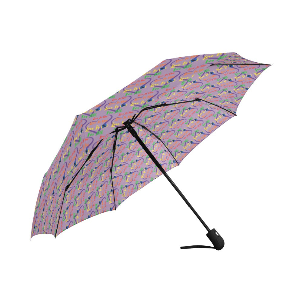 LINFA Little Hearts Lilac Automatic Foldable Umbrella