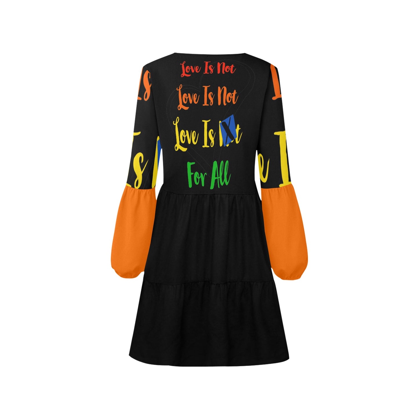 LINFA Boho Dress Black Orange Sleeve