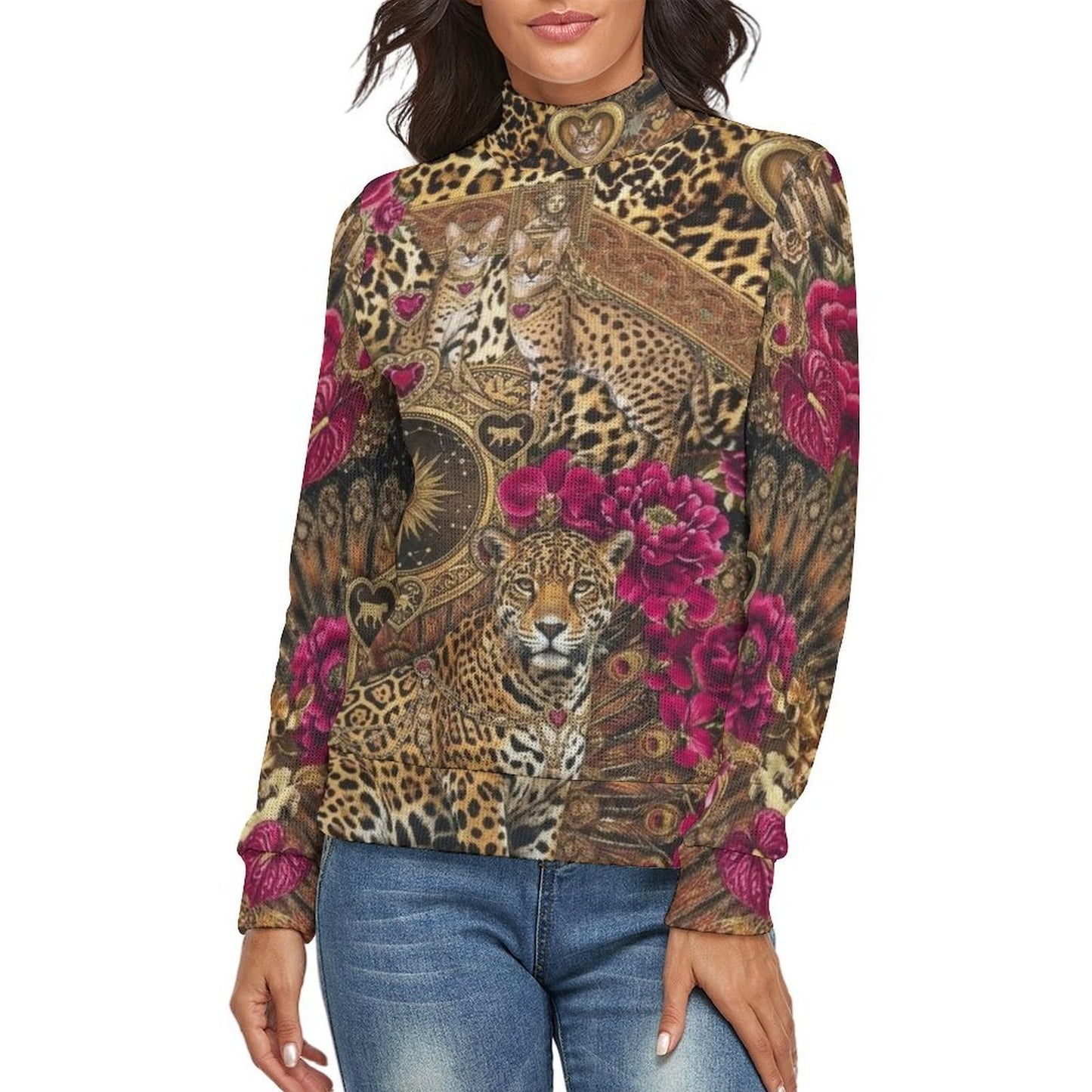 Custom Women Mock Neck Pullover Sweater