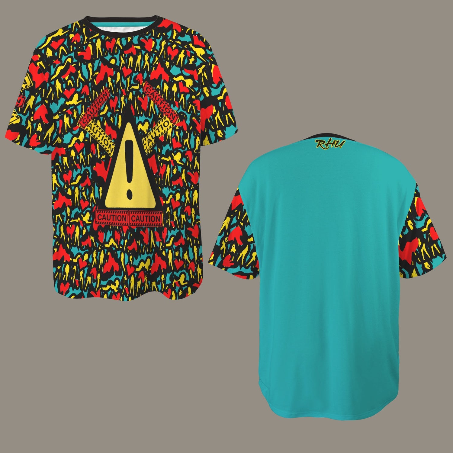 CAUTION Mosquitoes HEARTS Verde AcquaT-SHIRT