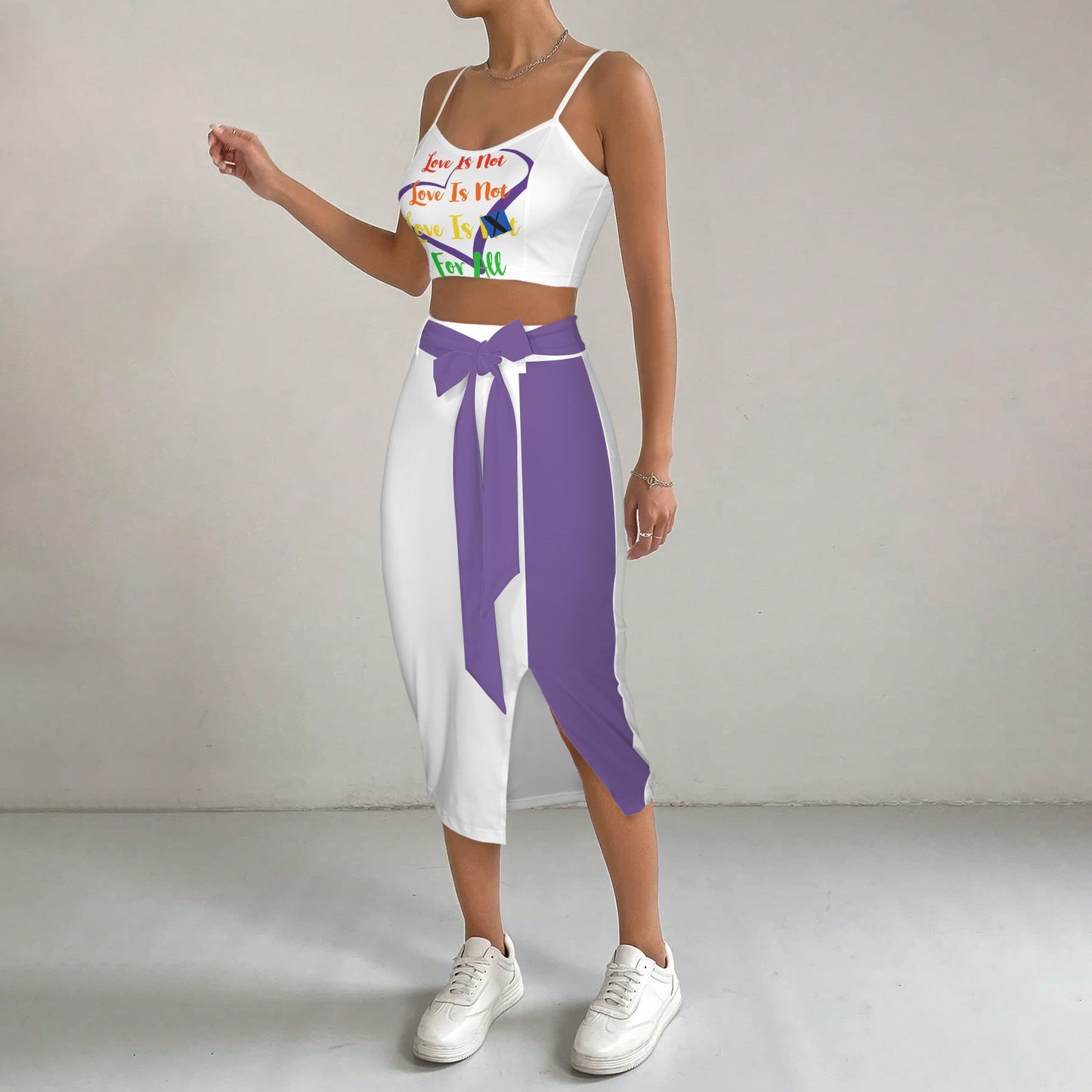 LINFA TOP SKIRT WHITE PURPLE