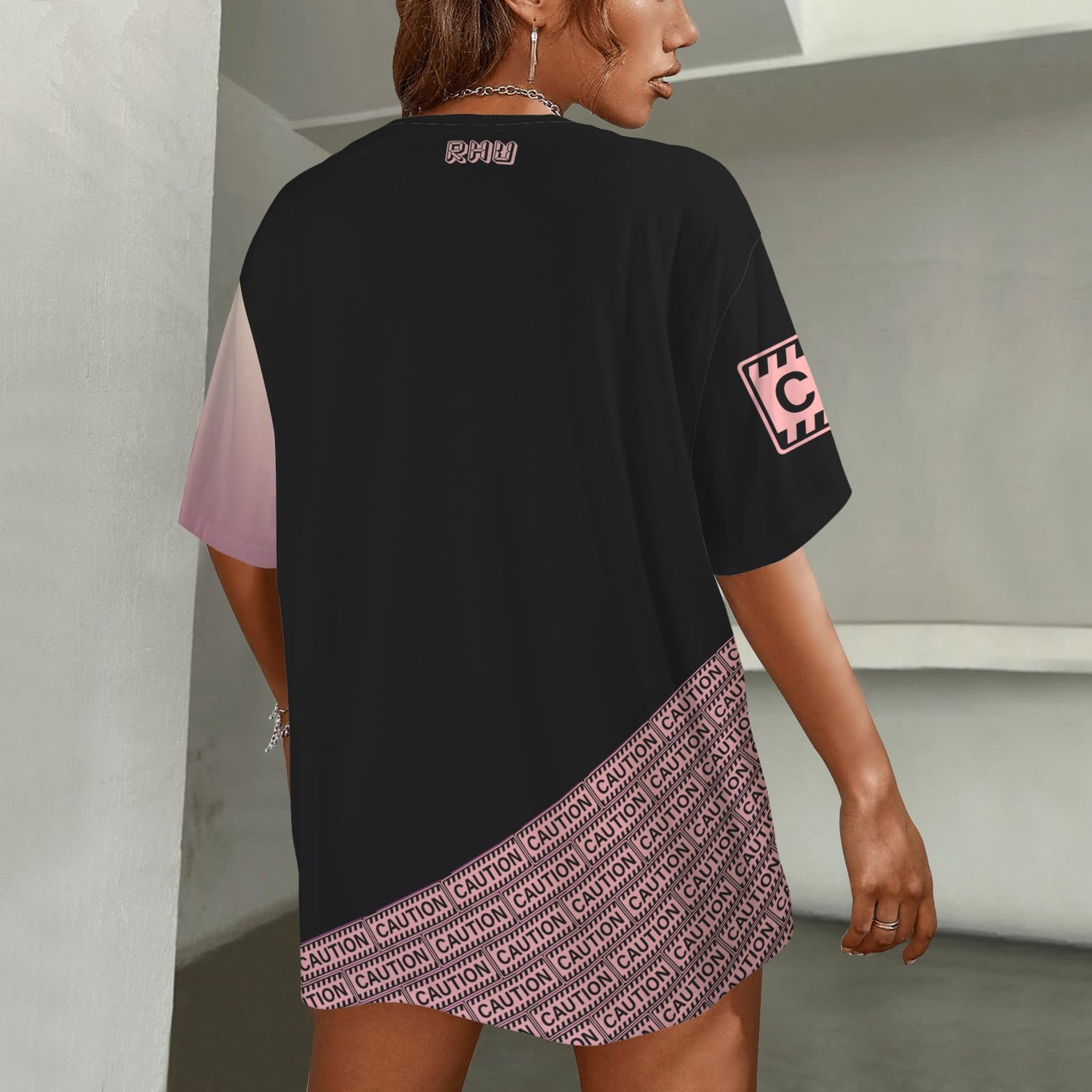 CAUTION T-Shirt gradient heart sword