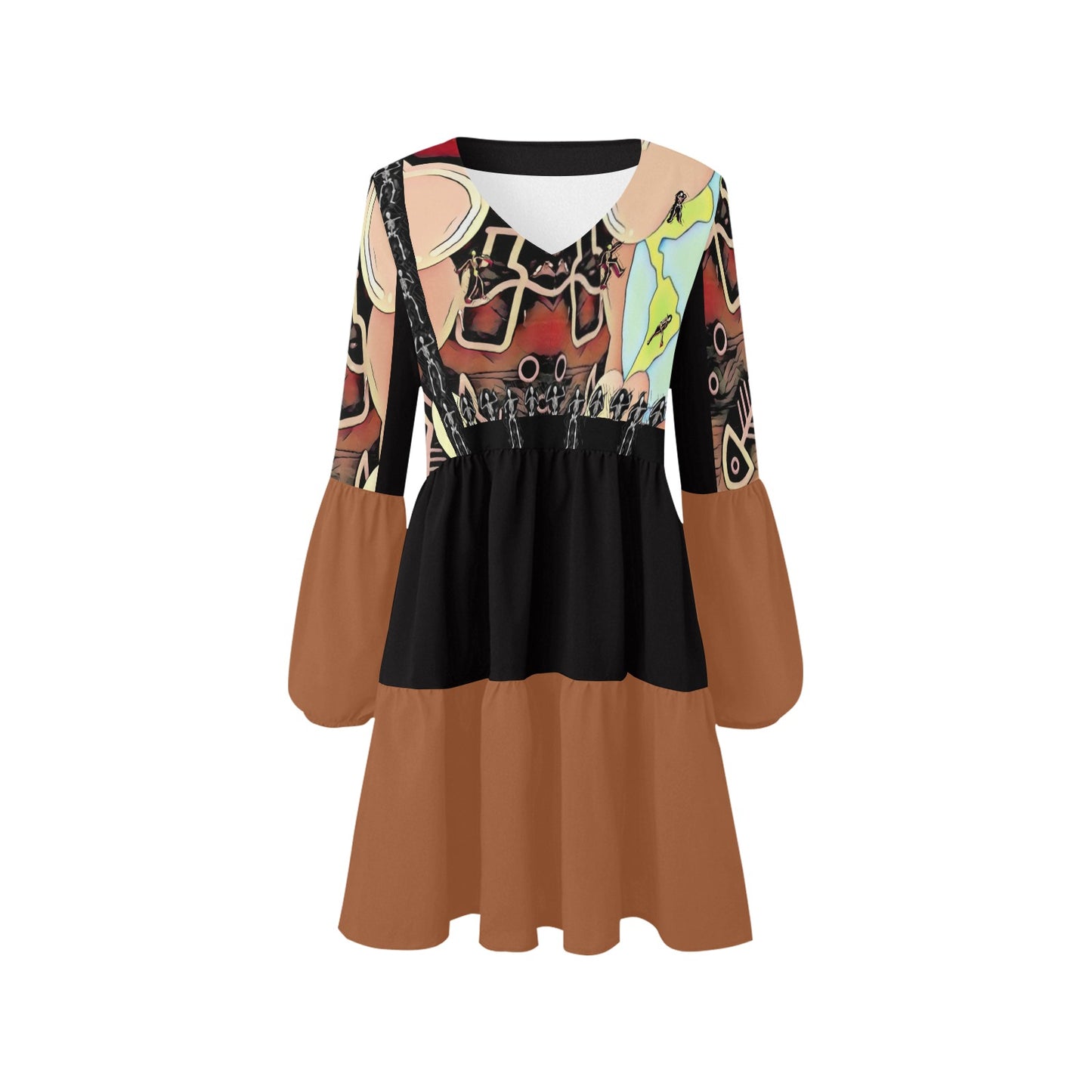 Humans Scare Me Boho Dress Bottles V2 Black Brown