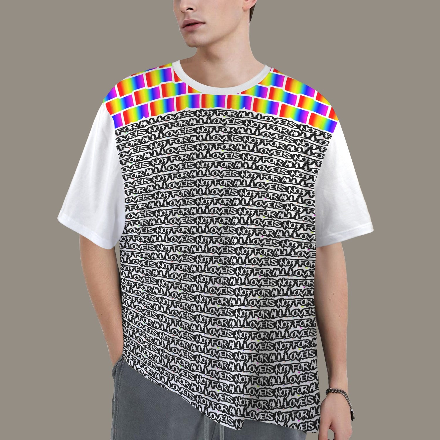 LINFA - T-SHIRT PEACE FLAG WHITE