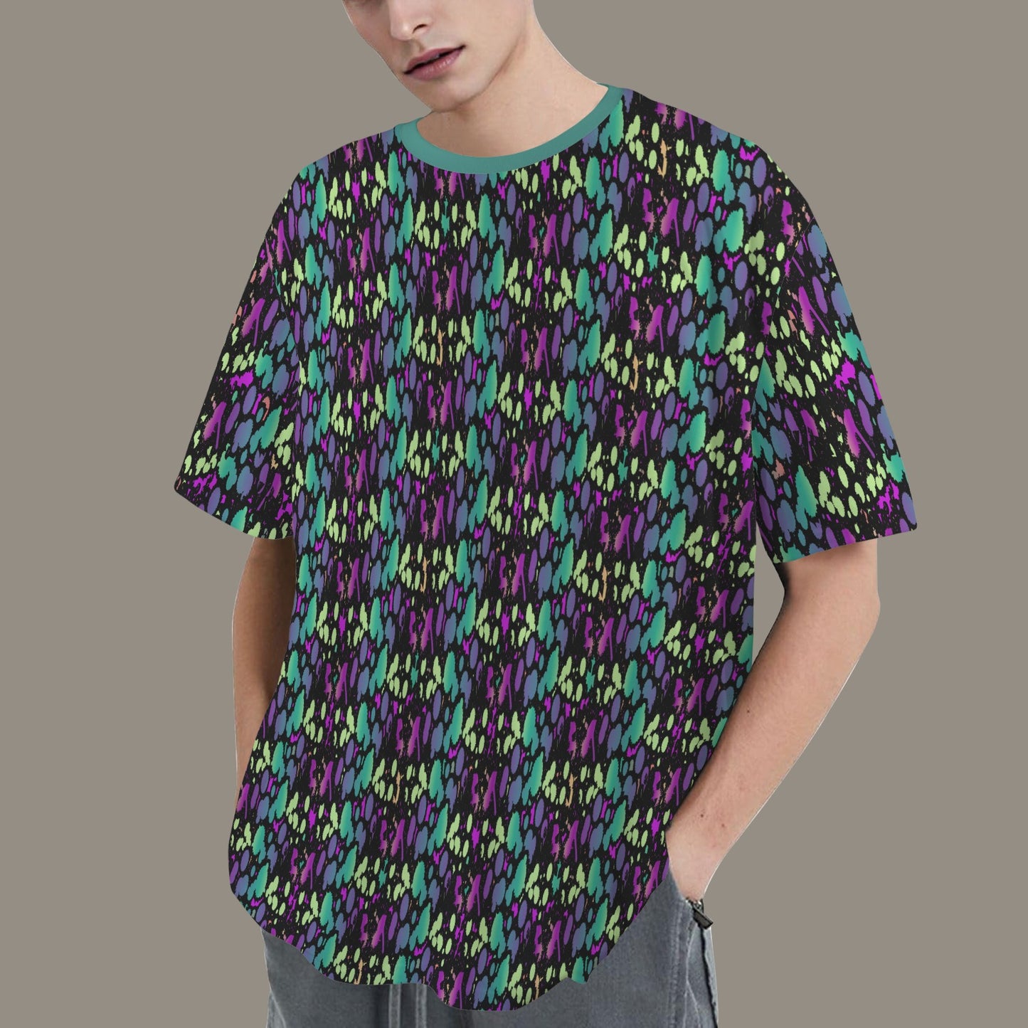 Hidden Name T-shirt Multicolor Green Pink Pattern 2