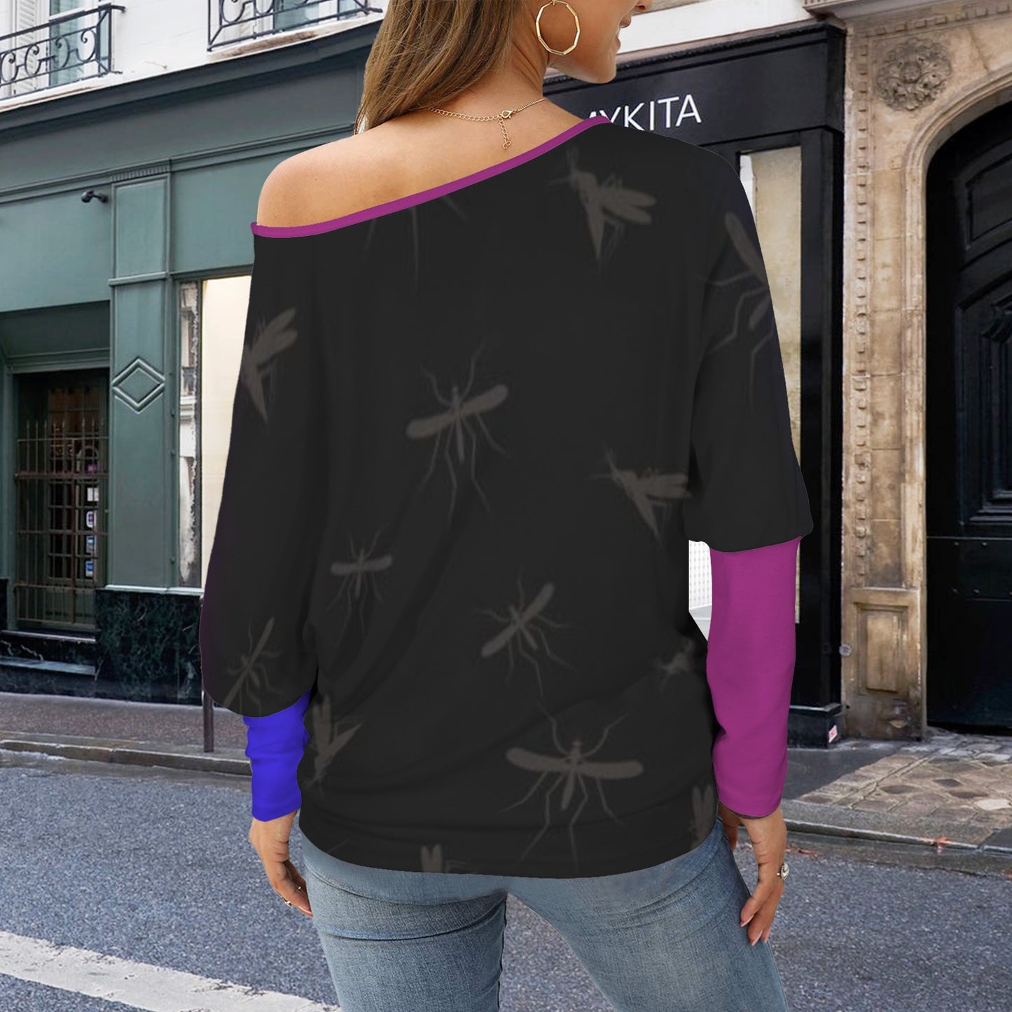 Mosquitoes Sweater Purple Blue Sleeve