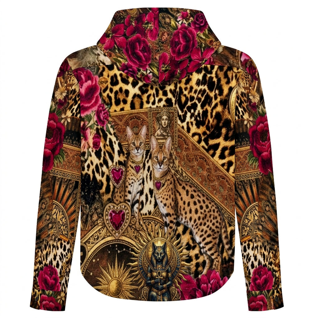 Custom Women's Long sleeved hooded Shirt Jacket Coat