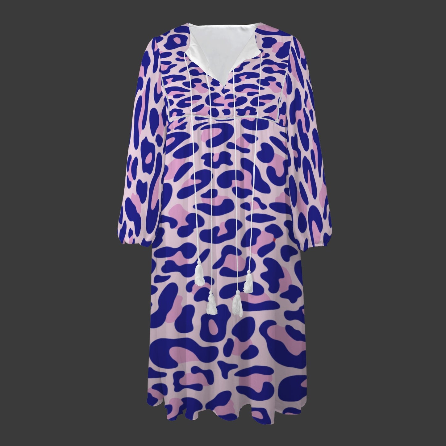Blue Pink Leopard Long Dress