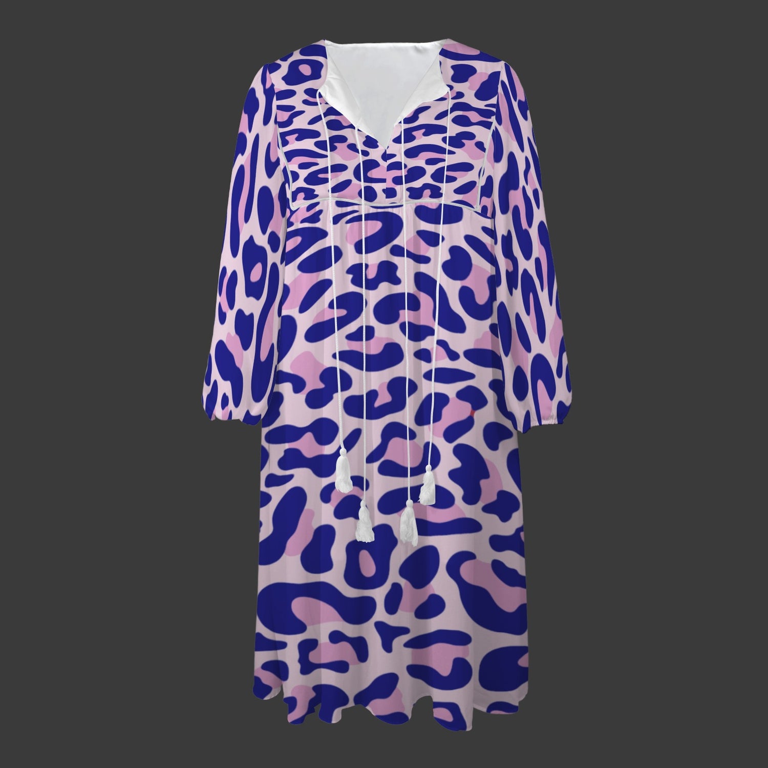 Blue Pink Leopard Long Dress