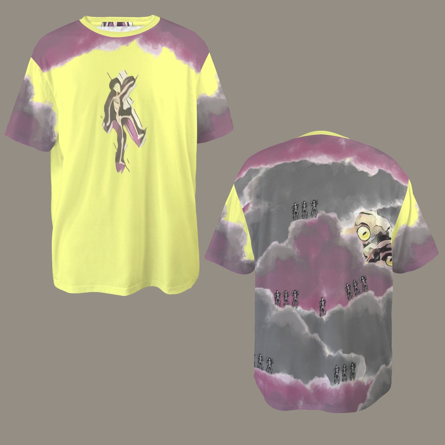 Humans Scare Me Jimmy Cloud T-Shirt Light Yellow Skeleton Front
