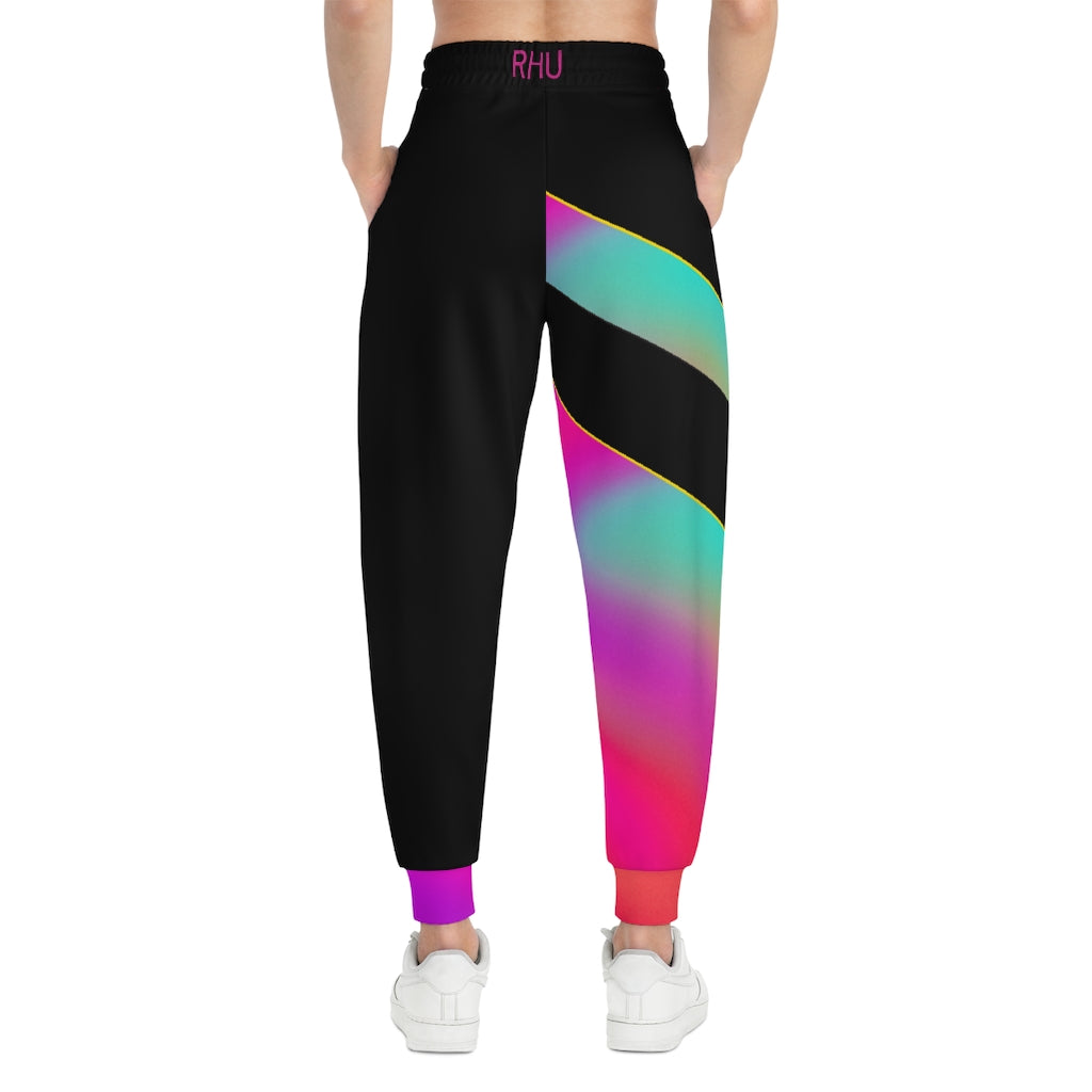 Human Rights LINFA Multi Pink Blue Purple Unisex Athletic Joggers (AOP) Black