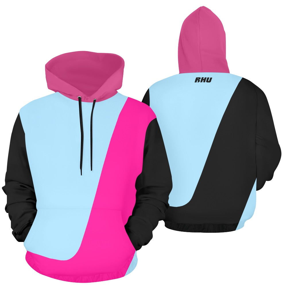 RHU Women's Hoodie Light Blue Black Fucsia