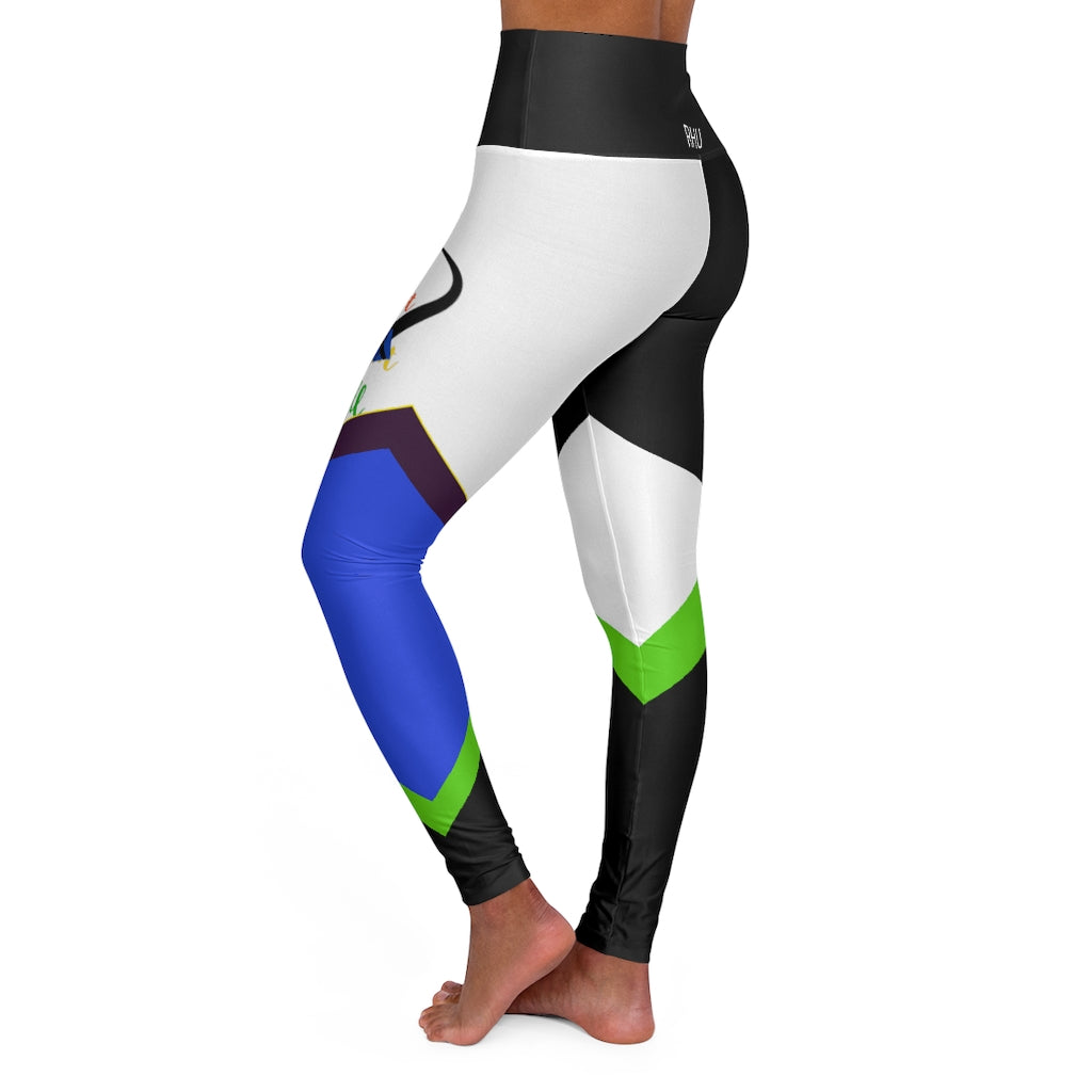 Human Rights LINFA High Waisted Yoga Leggings Blue White Black RHU