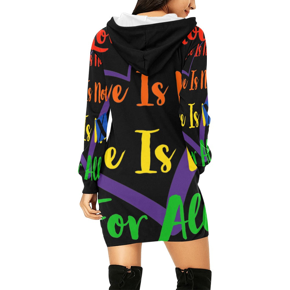 Human Rights Hoodie Dress Black