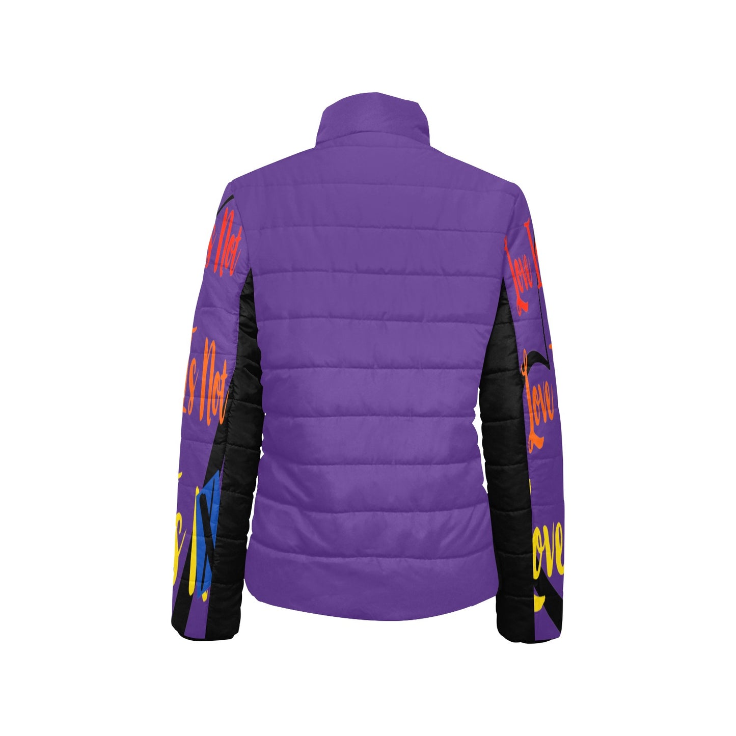 Human Rights Women's Padded Bomber Jacket Purple Black (Solid Color Back)